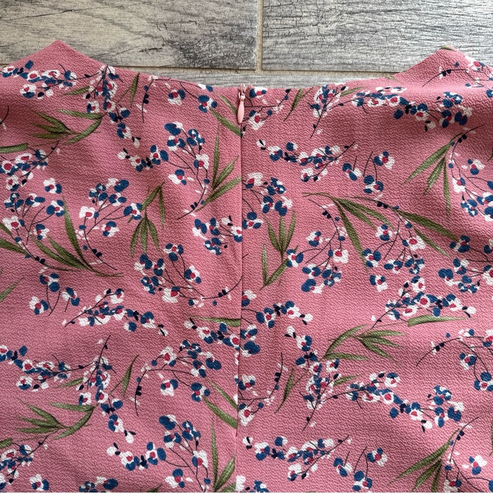 Women’s Large Floral Dress Pink V Neck Mini‎ Short Sleeve Spring Summer Lined - Picture 6 of 9